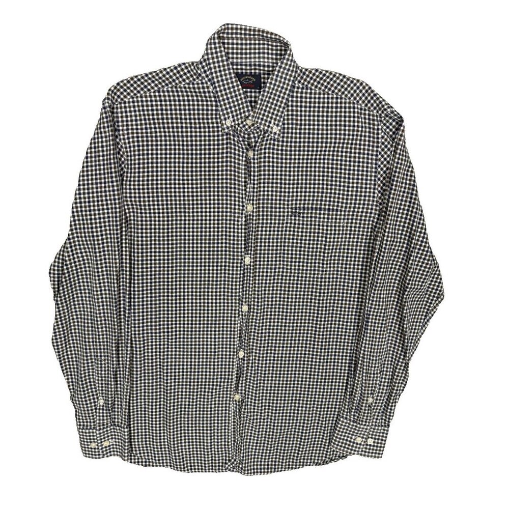 Paul & Shark Dress Shirt Italy Long Sleeve Multicolor Check Cotton 41 16 Large